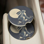 Moonlit Rabbit Car Coasters Set - Road Muse