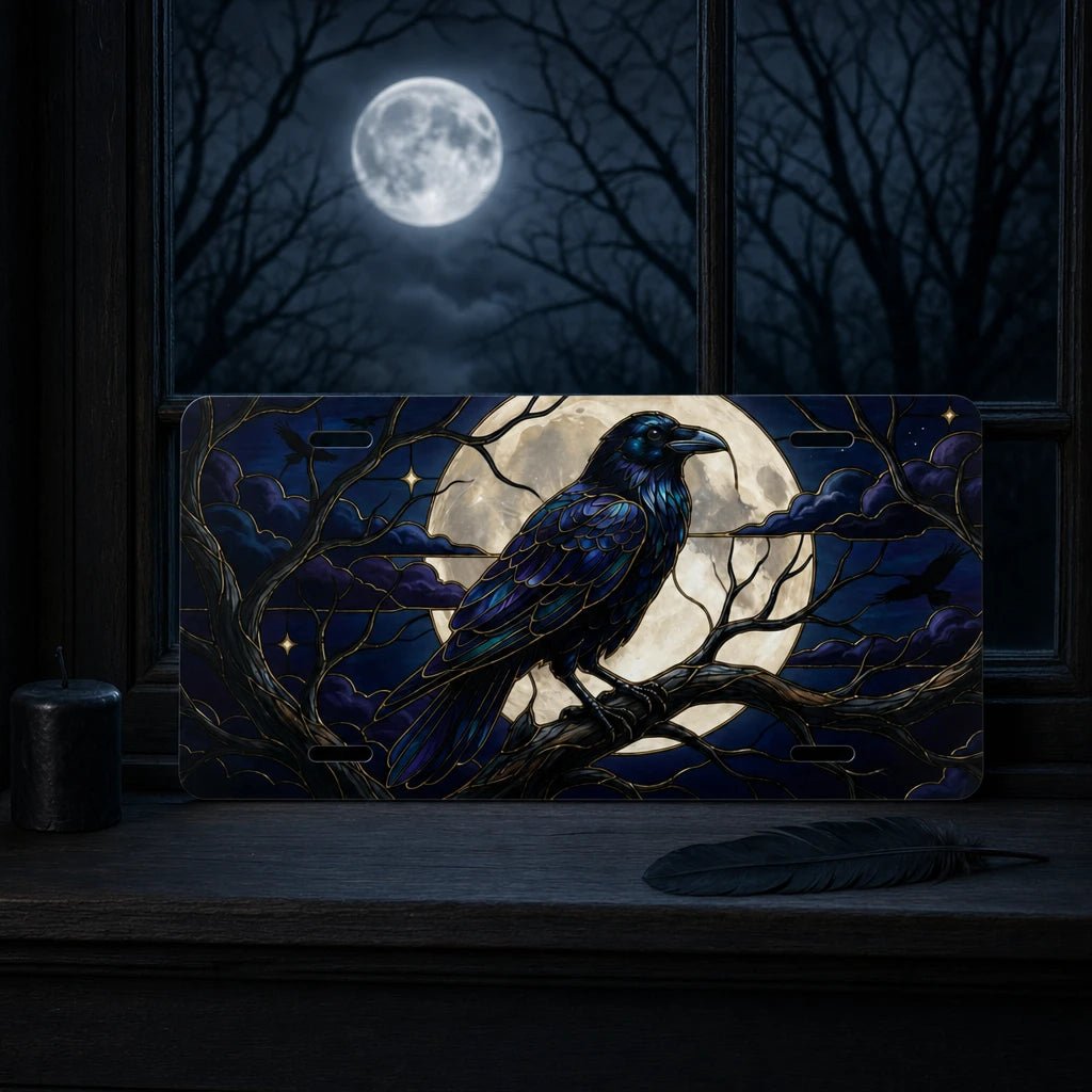 Moonlit Raven Vanity Plate - Road Muse