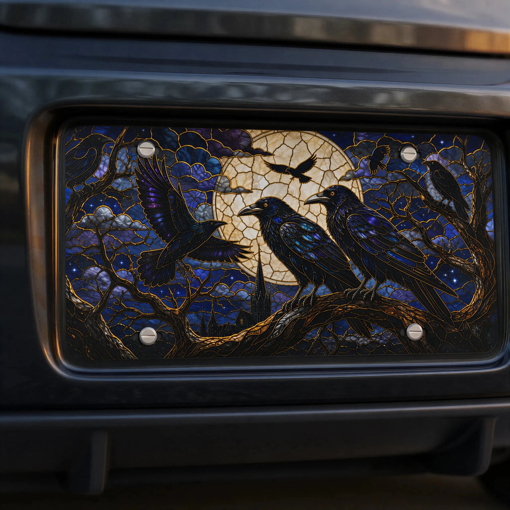 Moonlit Ravens Gothic Vanity Plate - Road Muse