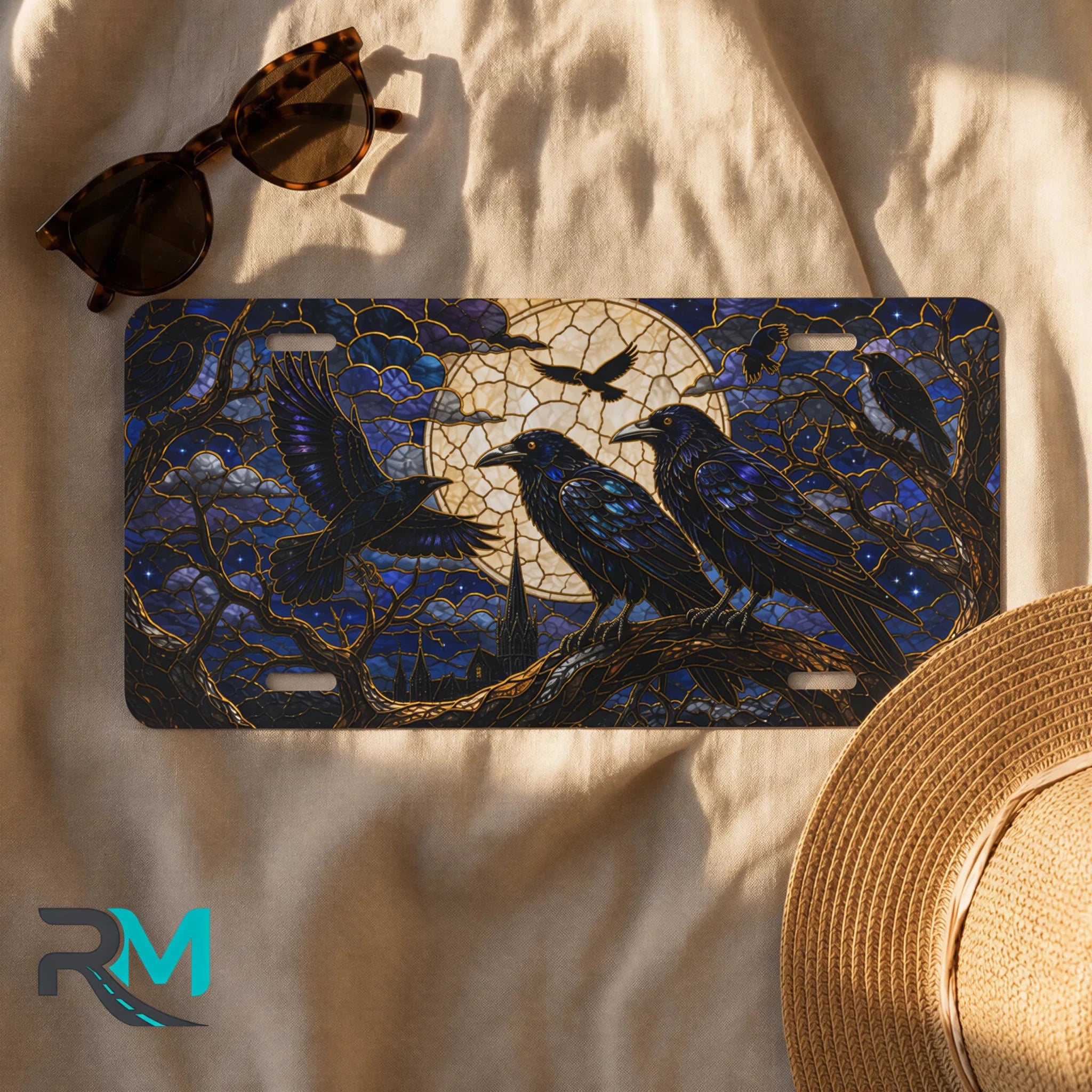 Moonlit Ravens Gothic Vanity Plate - Road Muse