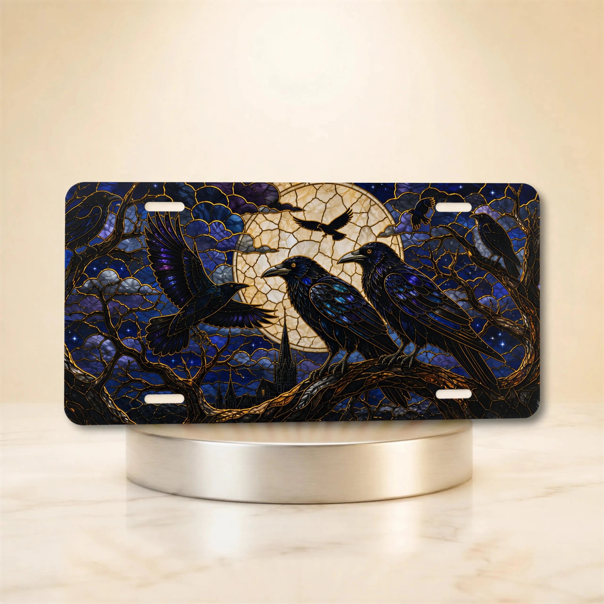 Moonlit Ravens Gothic Vanity Plate - Road Muse