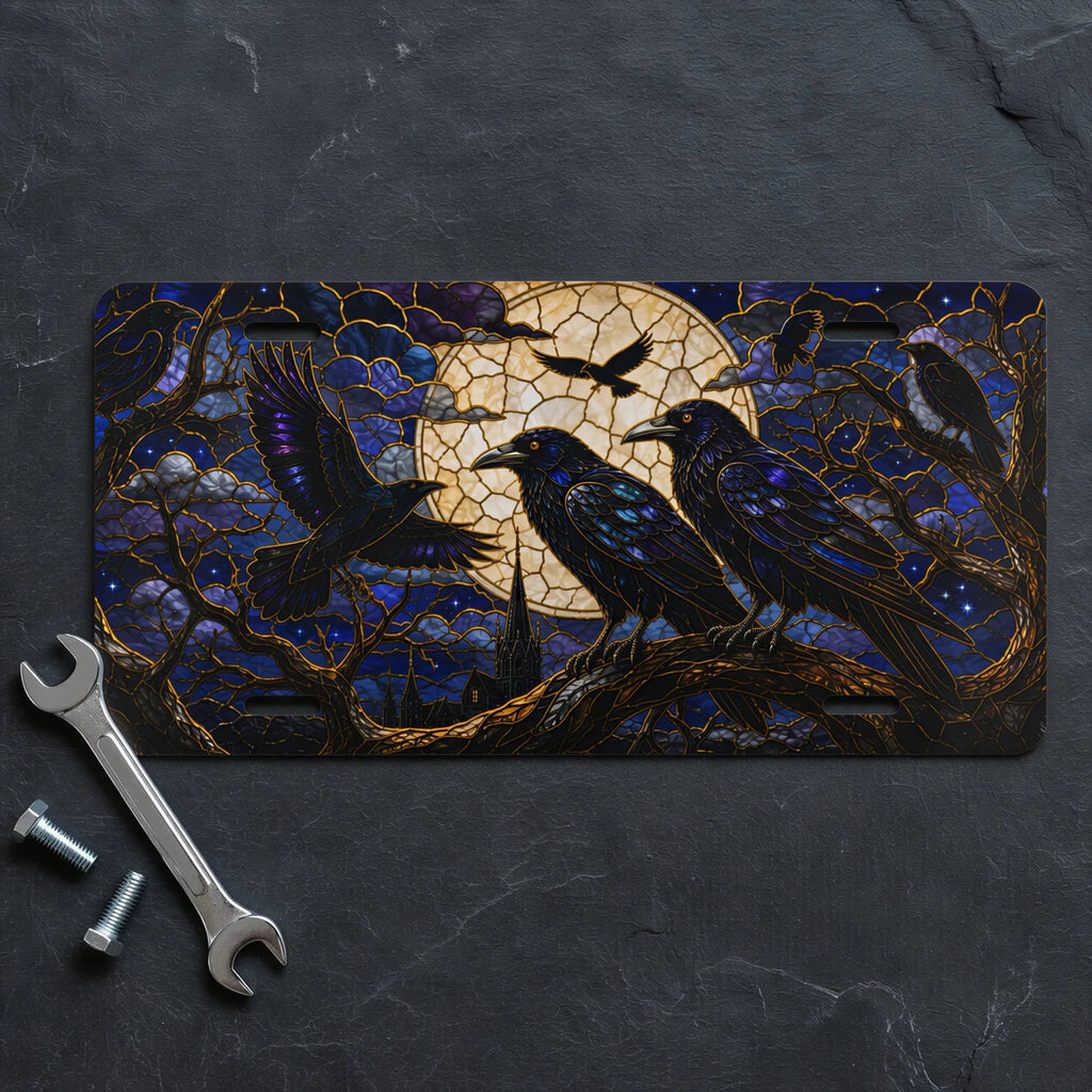Moonlit Ravens Gothic Vanity Plate - Road Muse
