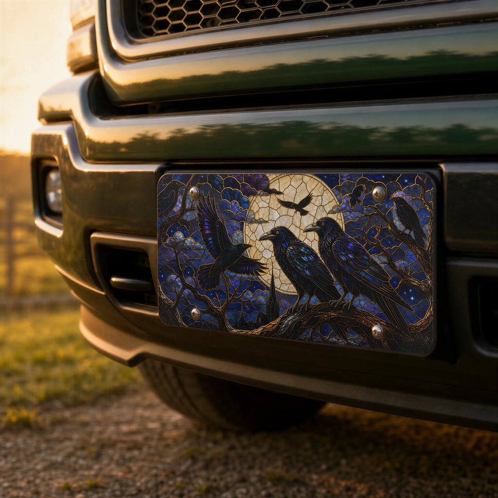 Moonlit Ravens Gothic Vanity Plate - Road Muse