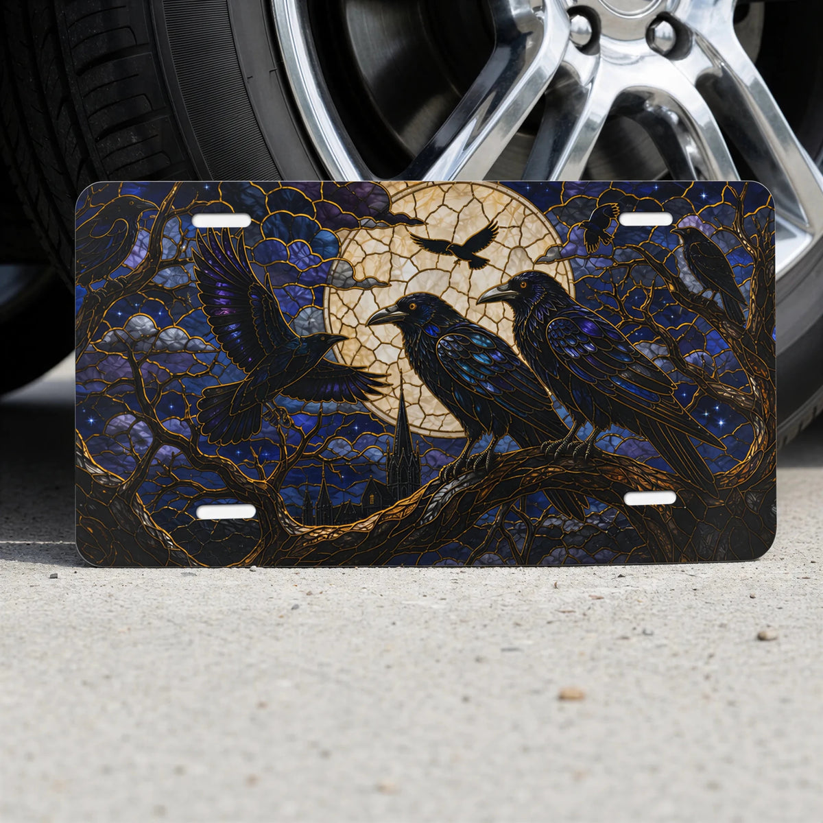 Moonlit Ravens Gothic Vanity Plate - Road Muse