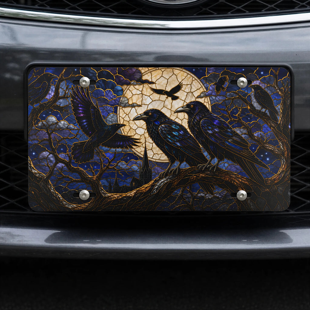 Moonlit Ravens Gothic Vanity Plate - Road Muse