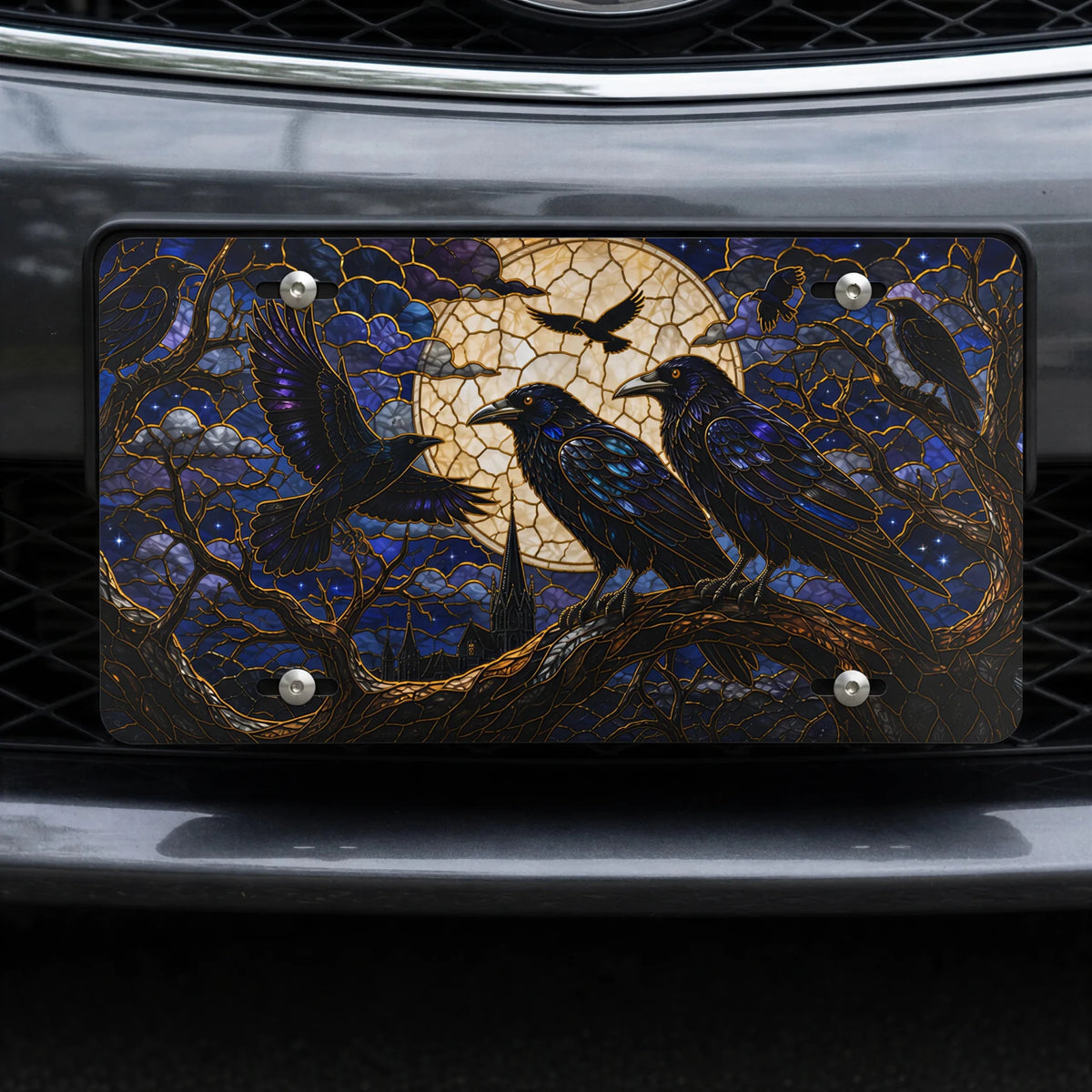 Moonlit Ravens Gothic Vanity Plate - Road Muse