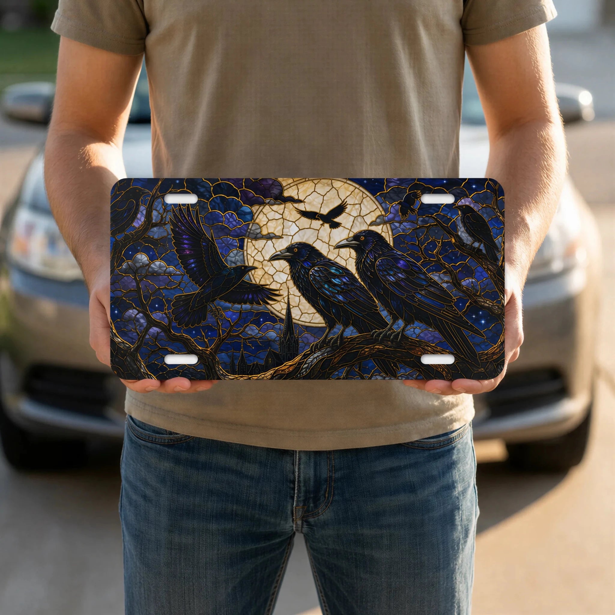 Moonlit Ravens Gothic Vanity Plate - Road Muse