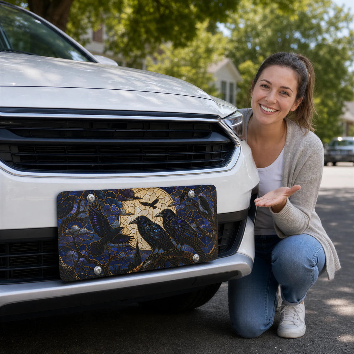 Moonlit Ravens Gothic Vanity Plate - Road Muse