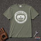 moss thunder road speed shop comfort colors tshirt - vintage muscle car logo tee