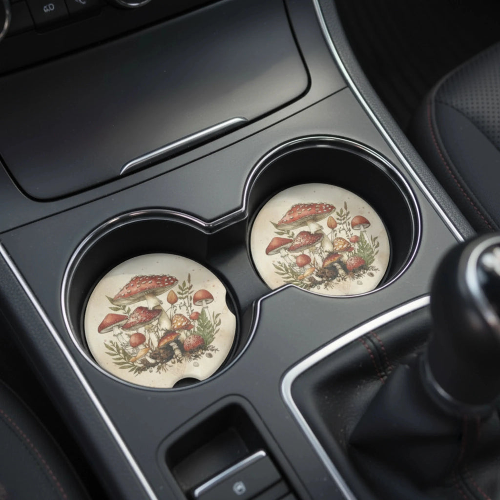 Mushroom Car Coasters Set - Road Muse