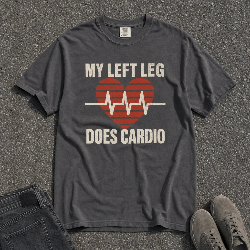 My Left Leg Does Cardio Heartbeat Tee - Road Muse