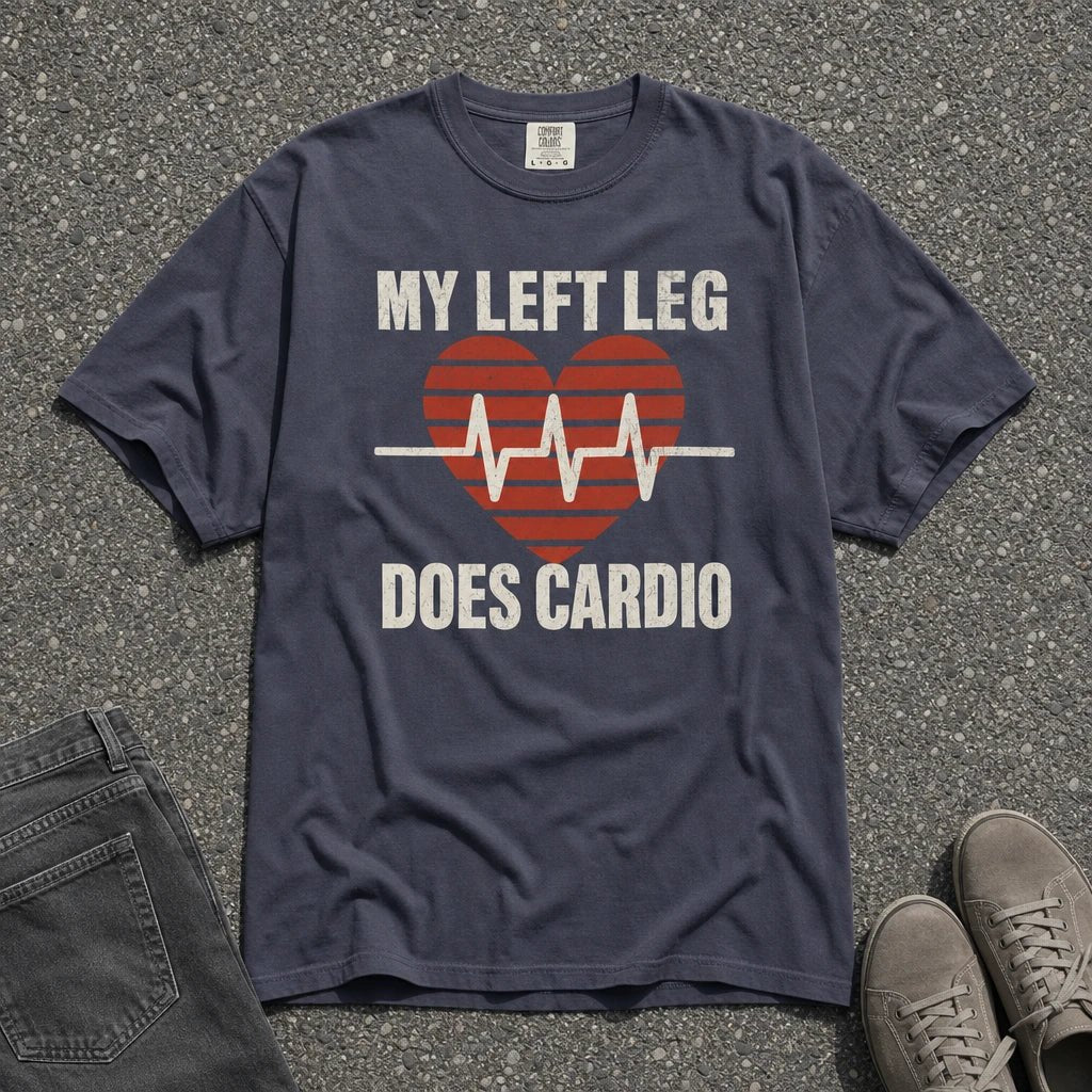 My Left Leg Does Cardio Heartbeat Tee - Road Muse