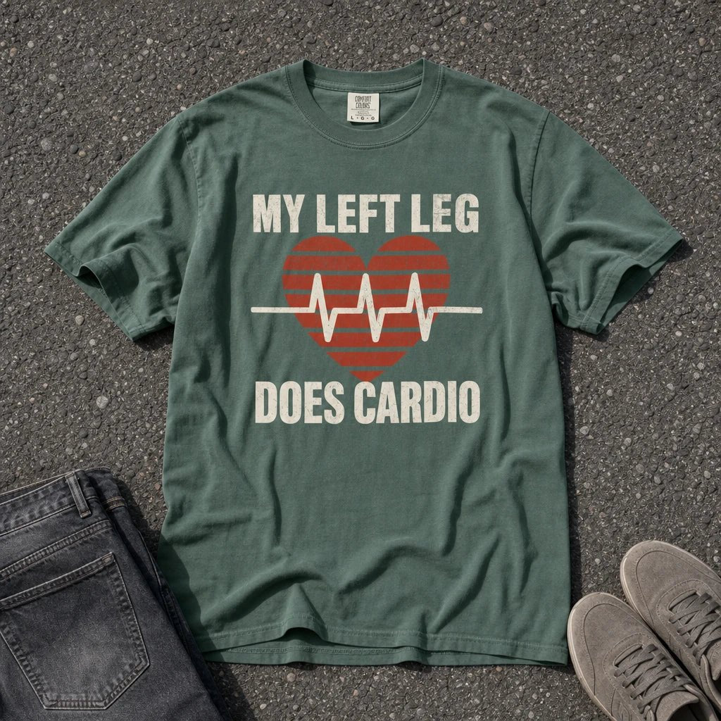 My Left Leg Does Cardio Heartbeat Tee - Road Muse