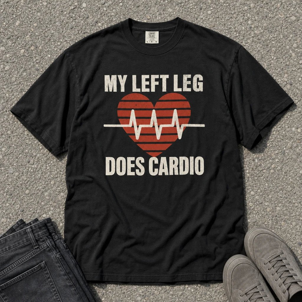 My Left Leg Does Cardio Heartbeat Tee - Road Muse
