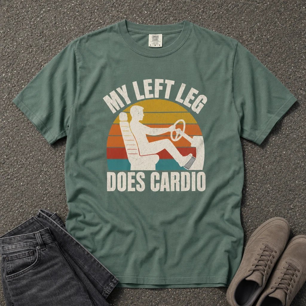 My Left Leg Does Cardio Retro Driving Tee - Road Muse