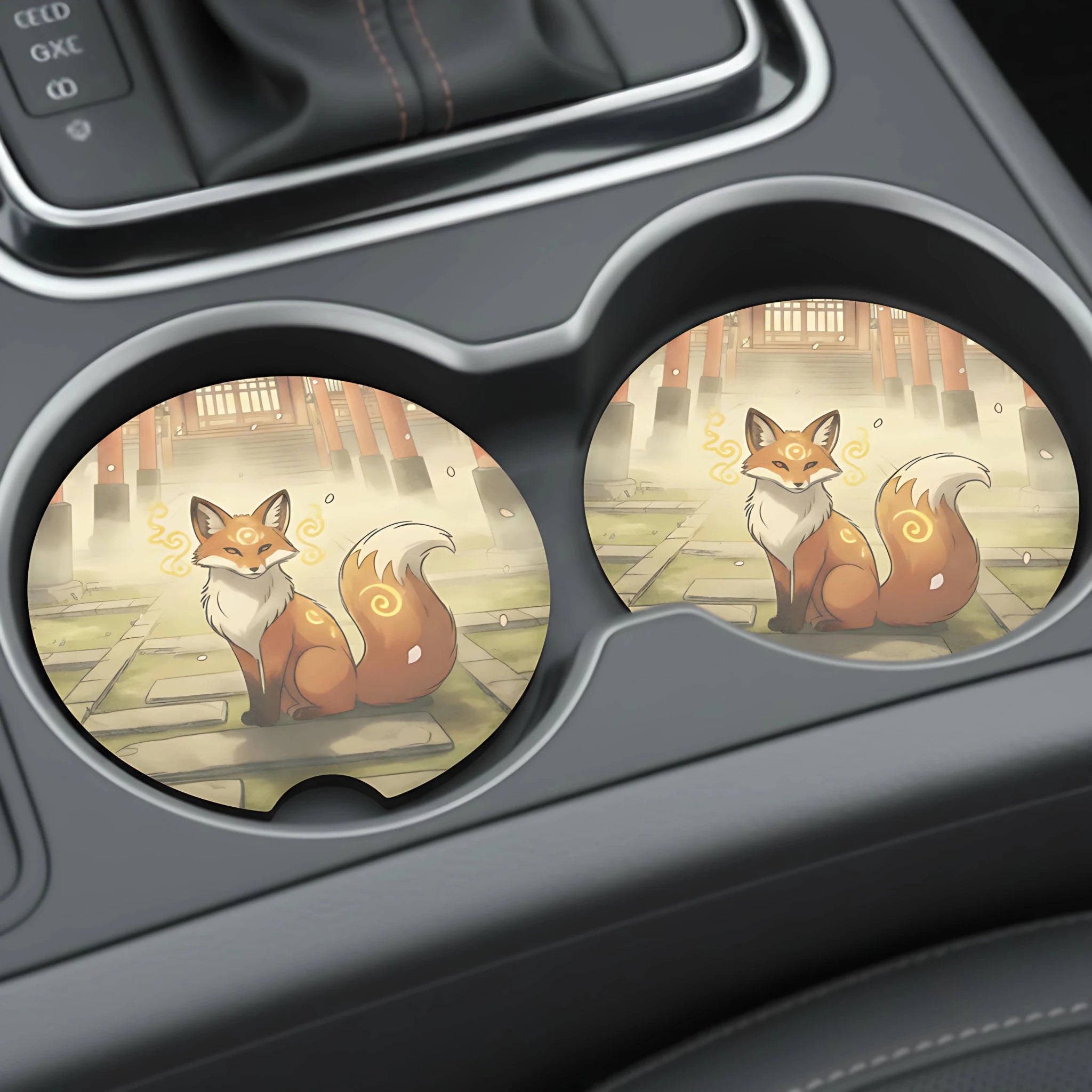 Mystic Fox Car Coasters Set - Road Muse