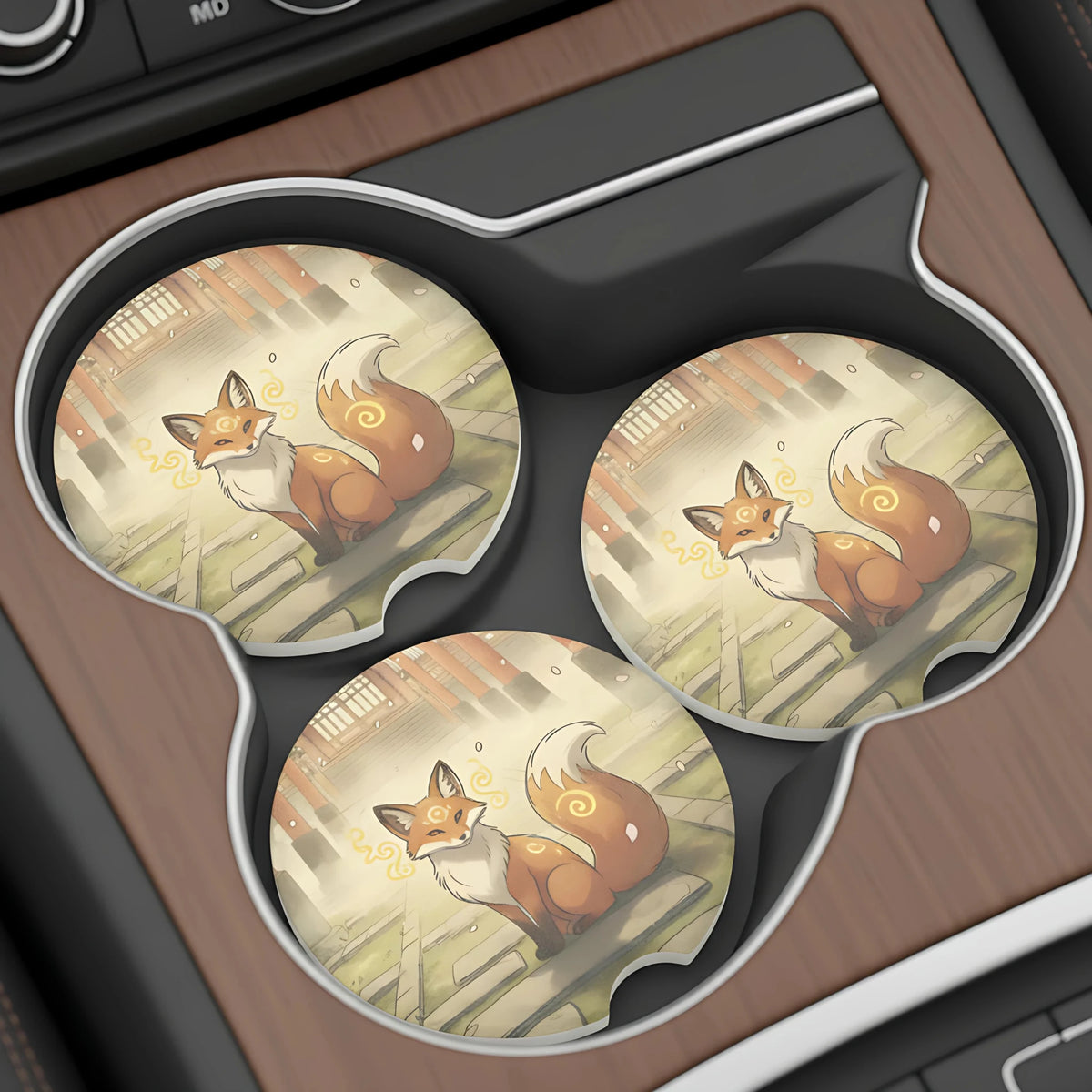 Mystic Fox Car Coasters Set - Road Muse