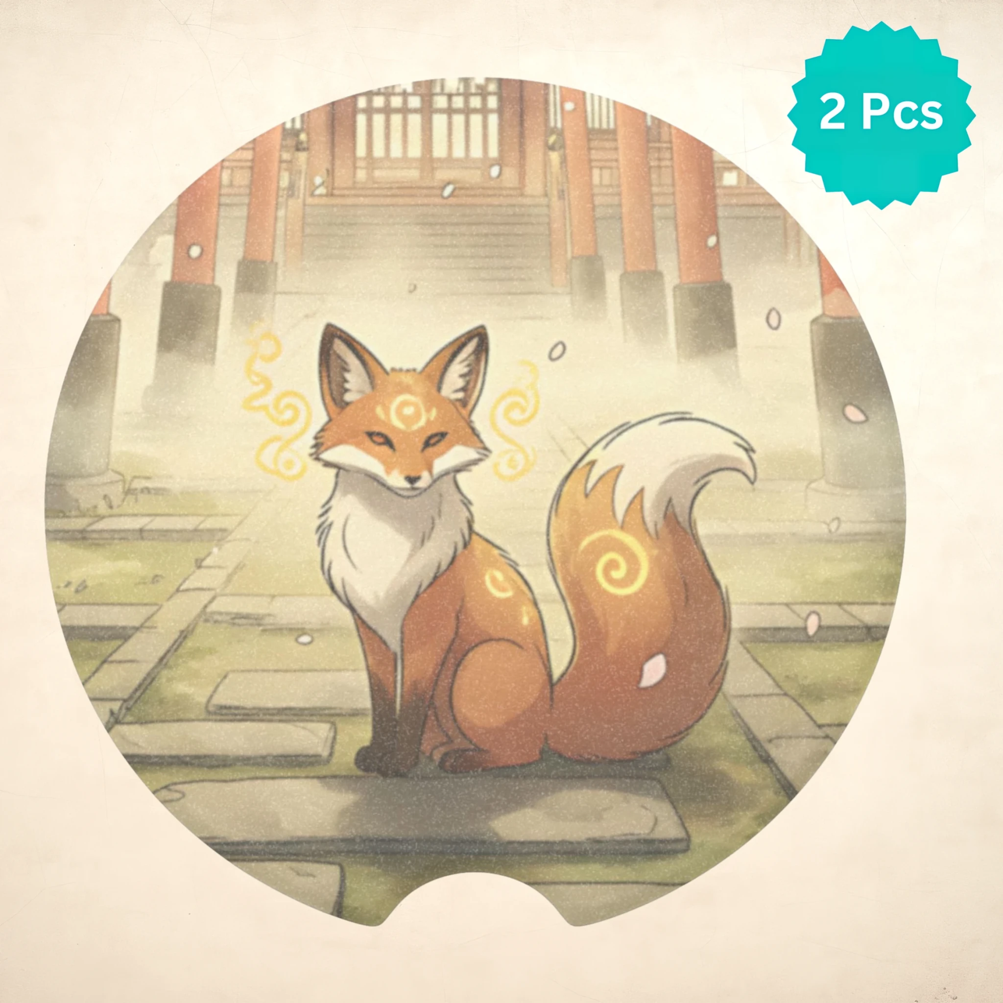 Mystic Fox Car Coasters Set - Road Muse
