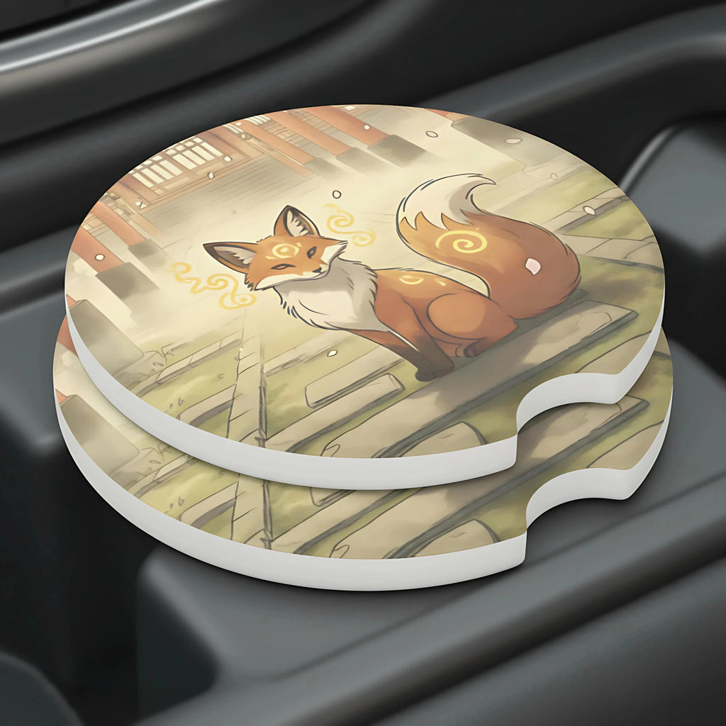 Mystic Fox Car Coasters Set - Road Muse
