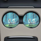 Mystical White Fox Car Coasters Set - Road Muse
