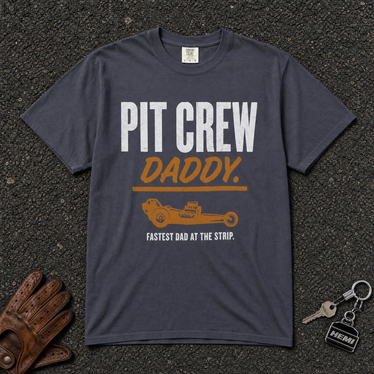 navy pit crew daddy tshirt — drag racing dad vintage graphic comfort colors tee