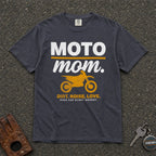 navy moto mom tshirt — vintage dirt bike silhouette comfort colors tee