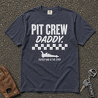 navy pit crew daddy tshirt — checkered flag car silhouette comfort colors racing tee