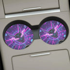 Neon Oni Mask Cyberpunk Car Coasters Set - Road Muse