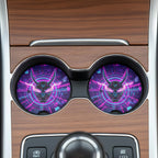 Neon Oni Mask Cyberpunk Car Coasters Set - Road Muse