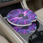 Neon Oni Mask Cyberpunk Car Coasters Set - Road Muse