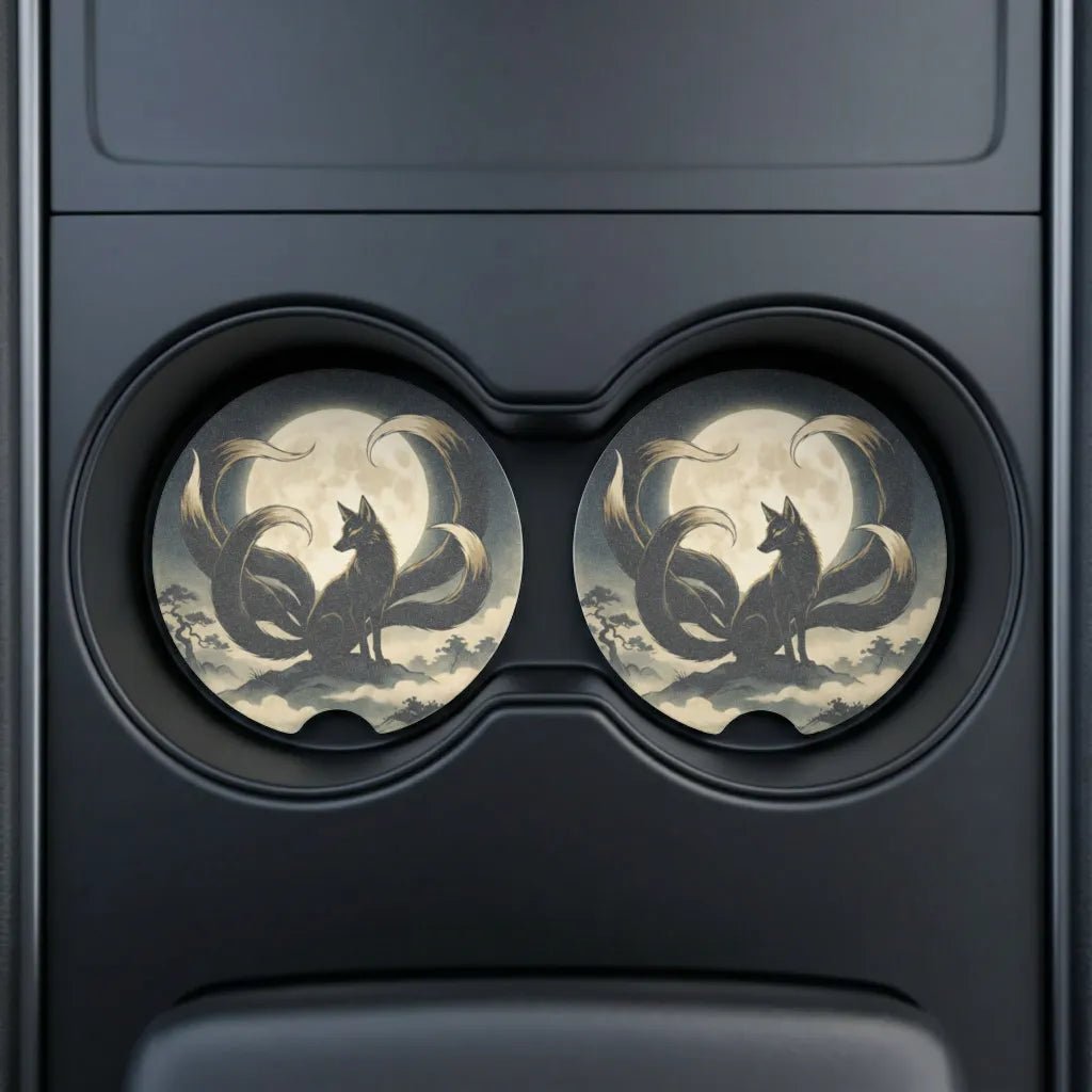 Nine-Tailed Fox Car Coasters Set - Road Muse