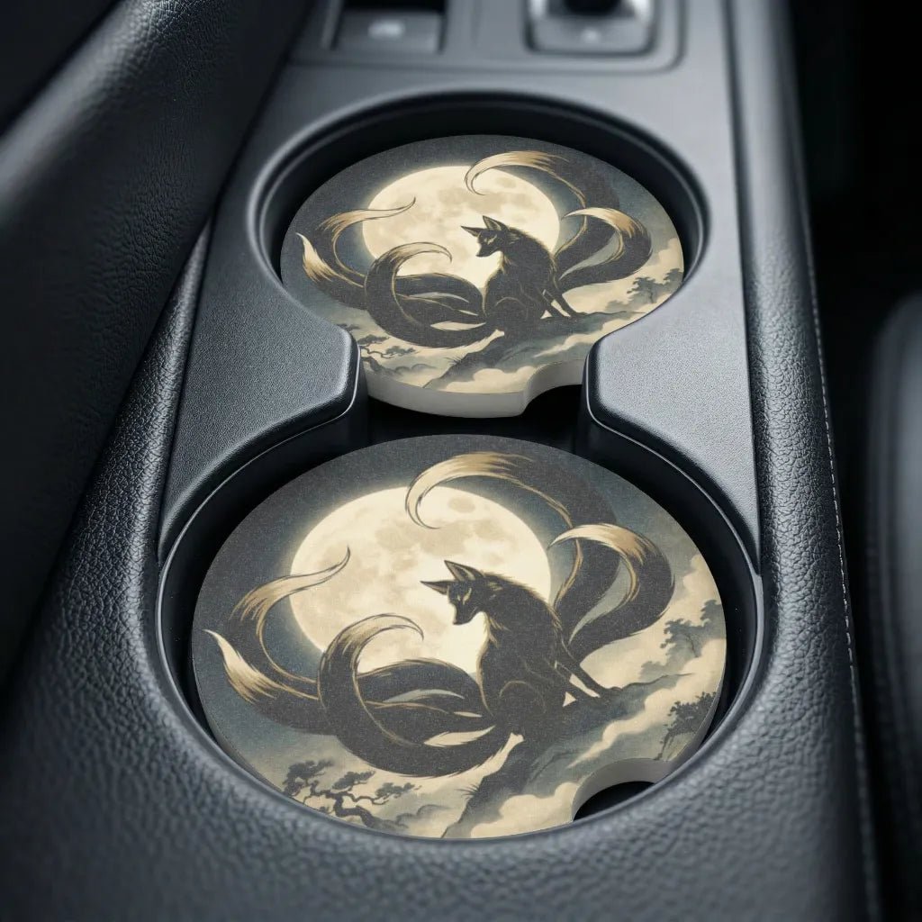 Nine-Tailed Fox Car Coasters Set - Road Muse