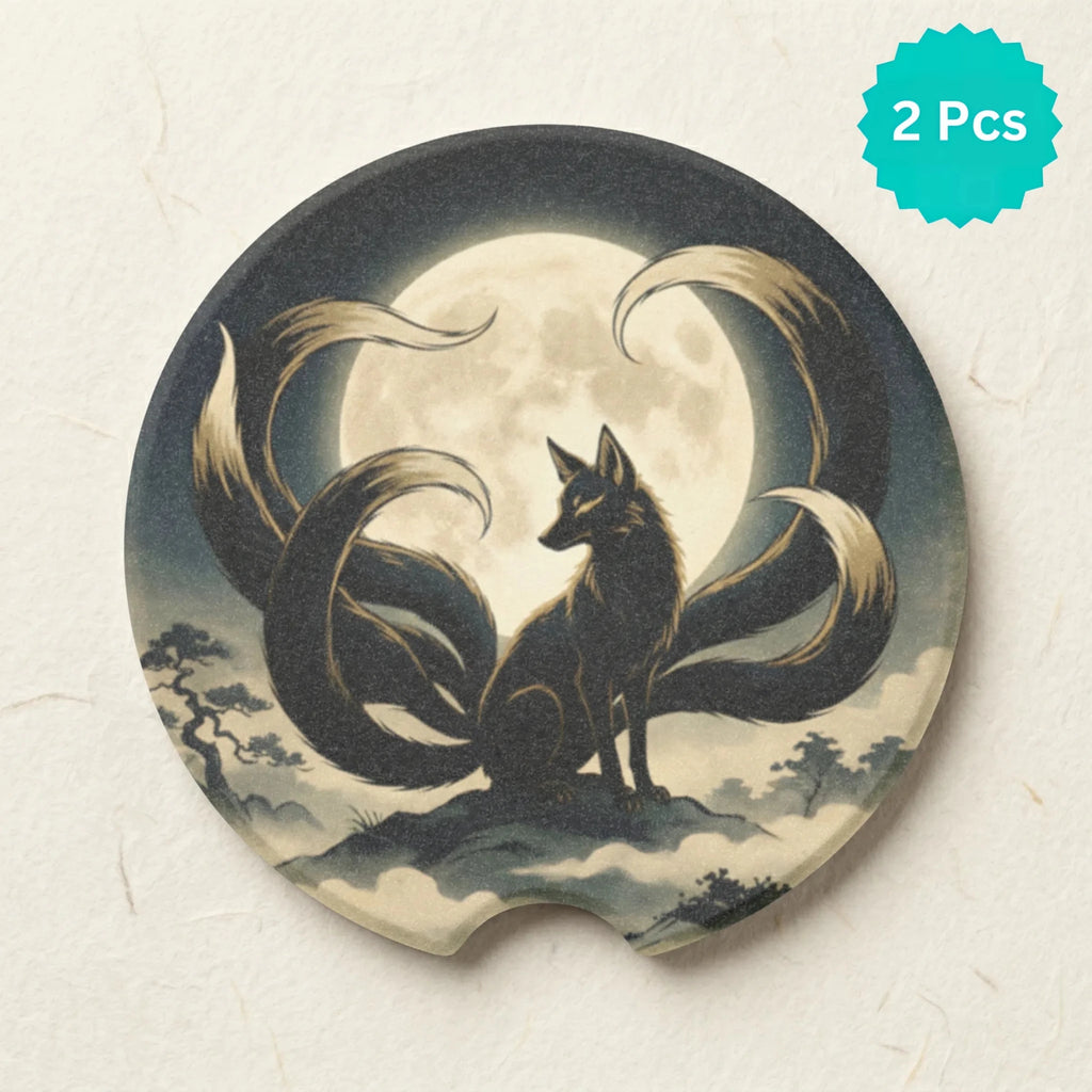 Nine-Tailed Fox Car Coasters Set - Road Muse