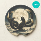 Nine-Tailed Fox Car Coasters Set - Road Muse