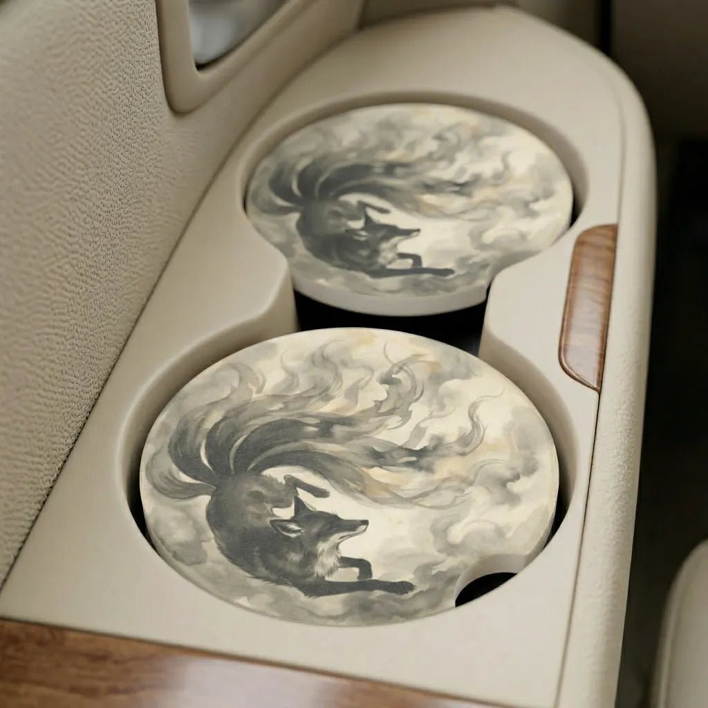 Nine-Tailed Fox Mystical Car Coasters Set - Road Muse