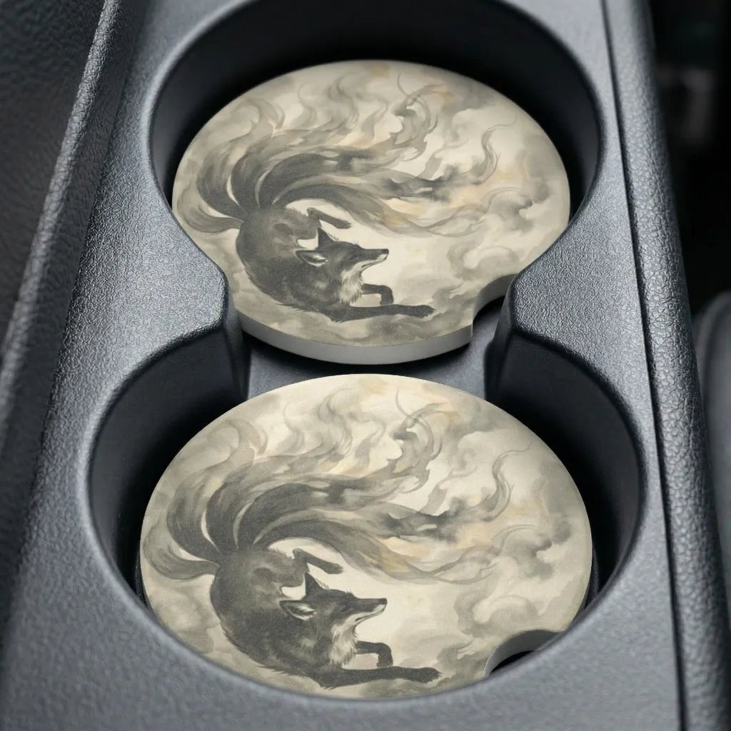 Nine-Tailed Fox Mystical Car Coasters Set - Road Muse