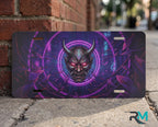 Oni Demon Mask Neon Cyberpunk Vanity Plate - Road Muse