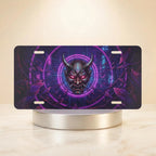 Oni Demon Mask Neon Cyberpunk Vanity Plate - Road Muse