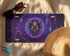 Oni Demon Mask Neon Cyberpunk Vanity Plate - Road Muse