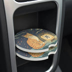 Orange Tabby Cat Lantern Car Coasters Set - Road Muse