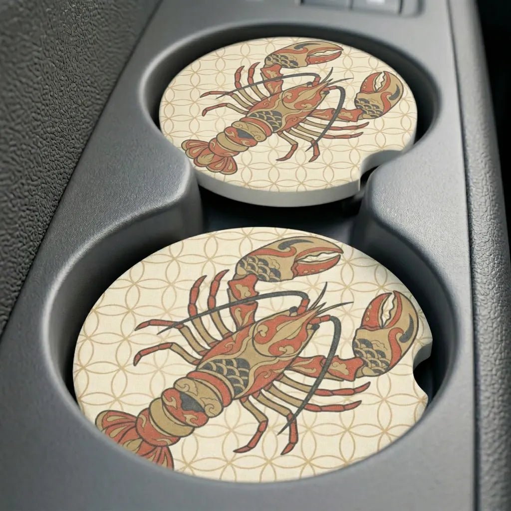 Ornate Lobster Car Coasters Set - Road Muse