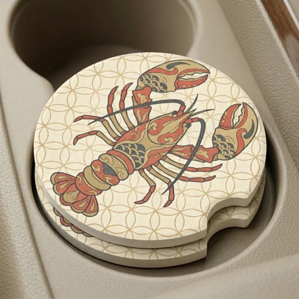 Ornate Lobster Car Coasters Set - Road Muse