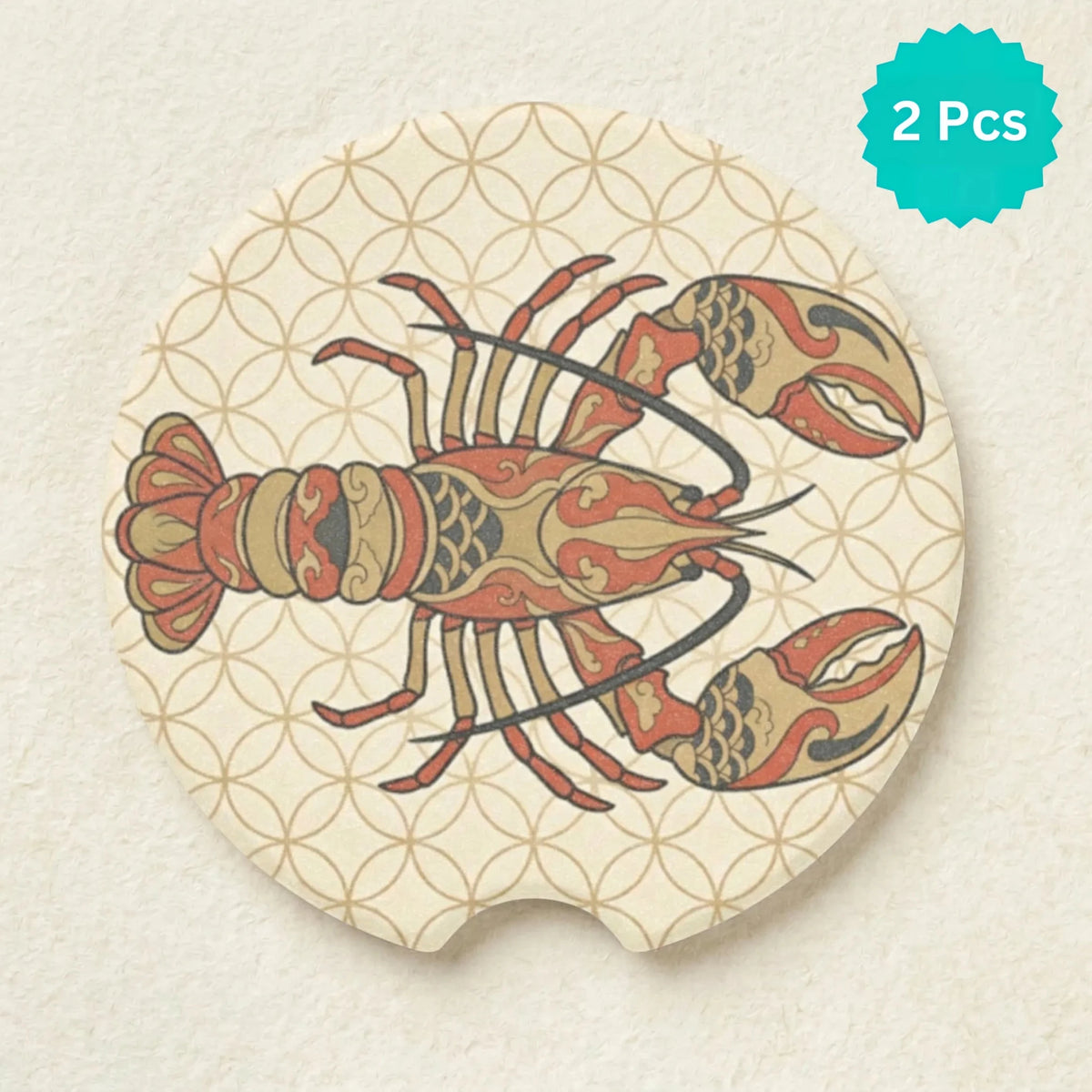 Ornate Lobster Car Coasters Set - Road Muse