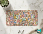 Overstimulated Mama Colorful Doodle Vanity Plate - Road Muse