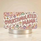 Overstimulated Mama Pastel Collage Vanity Plate - Road Muse