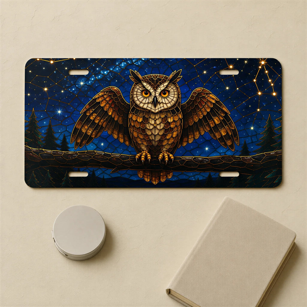 Owl Constellation Night Sky Vanity Plate - Road Muse