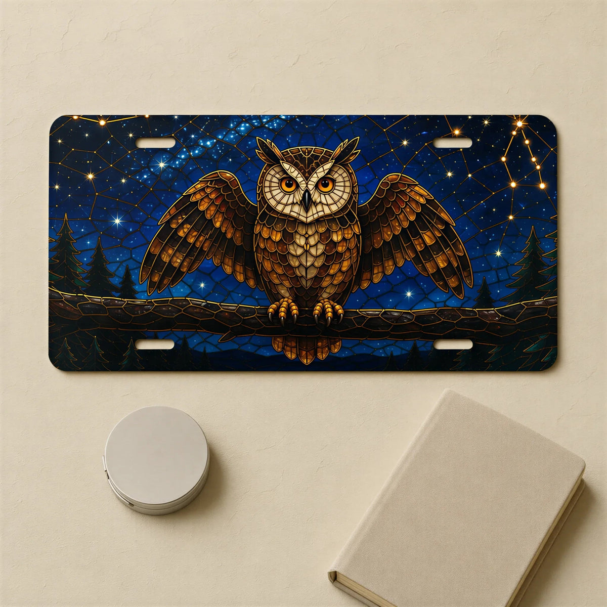Owl Constellation Night Sky Vanity Plate - Road Muse