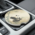 Panda Bamboo Illustration Car Coasters Set - Road Muse