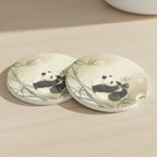 Panda Bamboo Illustration Car Coasters Set - Road Muse