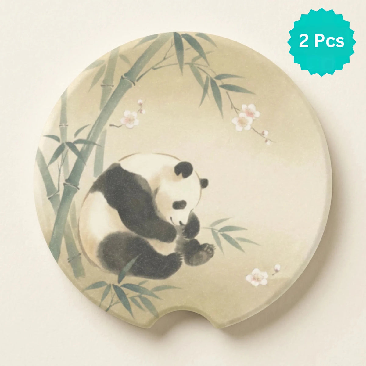 Panda Bamboo Illustration Car Coasters Set - Road Muse